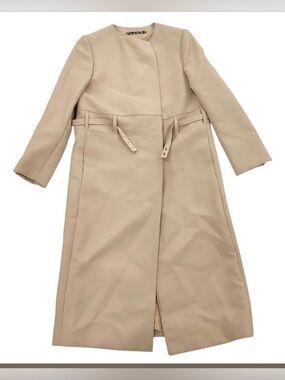 GUCCI Women's Beige Belted wool long Asymmetric Coat size 6